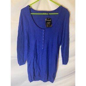 NEW NWT DAISY FUENTES BLUE PULLOVER SWEATER WOMENS SIZE MEDIUM M TUNIC